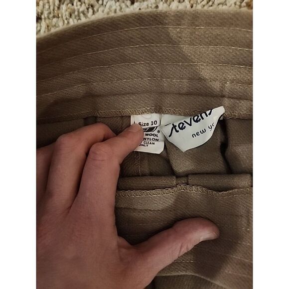 Ann Stevens New York Vintage Wool Skirt Tan Size 10 Pleated - Picture 3 of 6